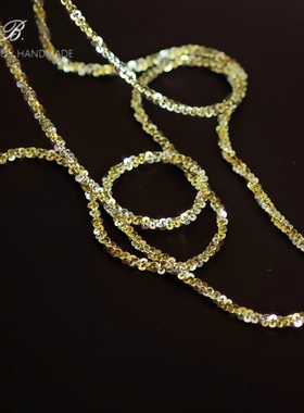 双色爱丽丝意大利进口92纯银立体镭射闪片项链锁骨链女素链裸链