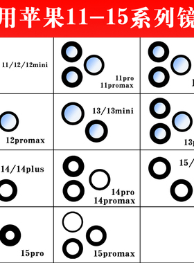 适用于苹果11/12mini/13/14plus/14pro/15promax后摄像头镜片玻璃