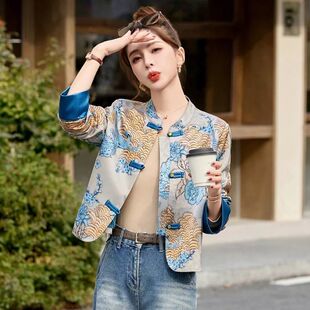 2026春秋季新款女装时尚休闲气质国风印花百搭街头新中式小外套潮