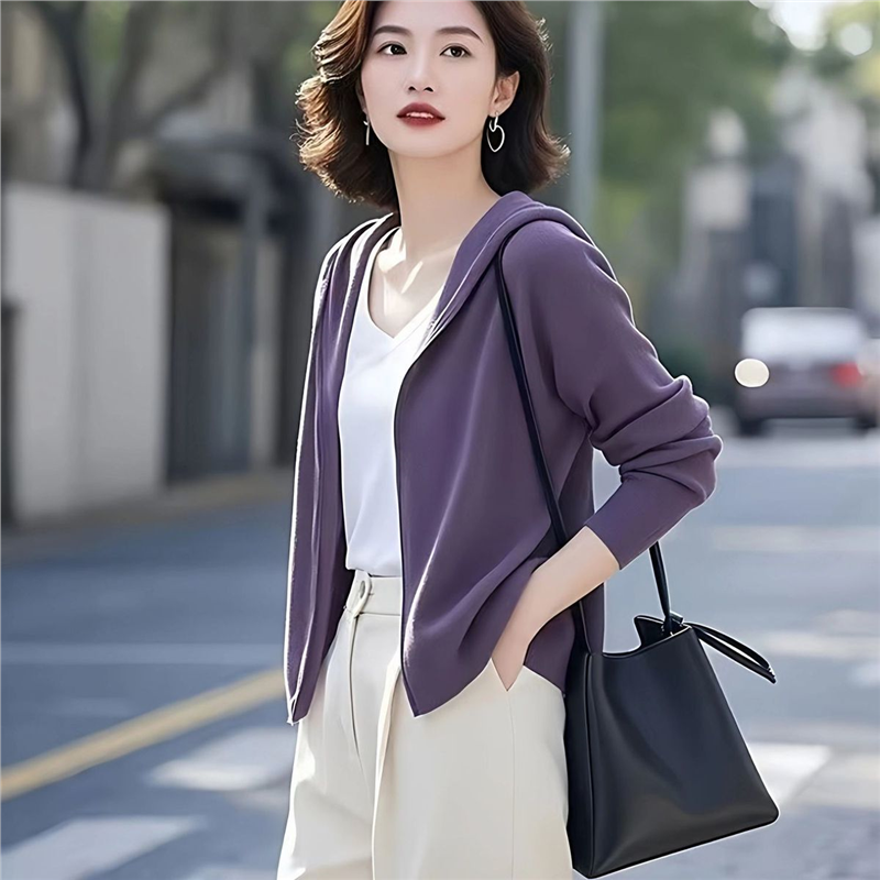 超火紫色即墨卫衣外套女款