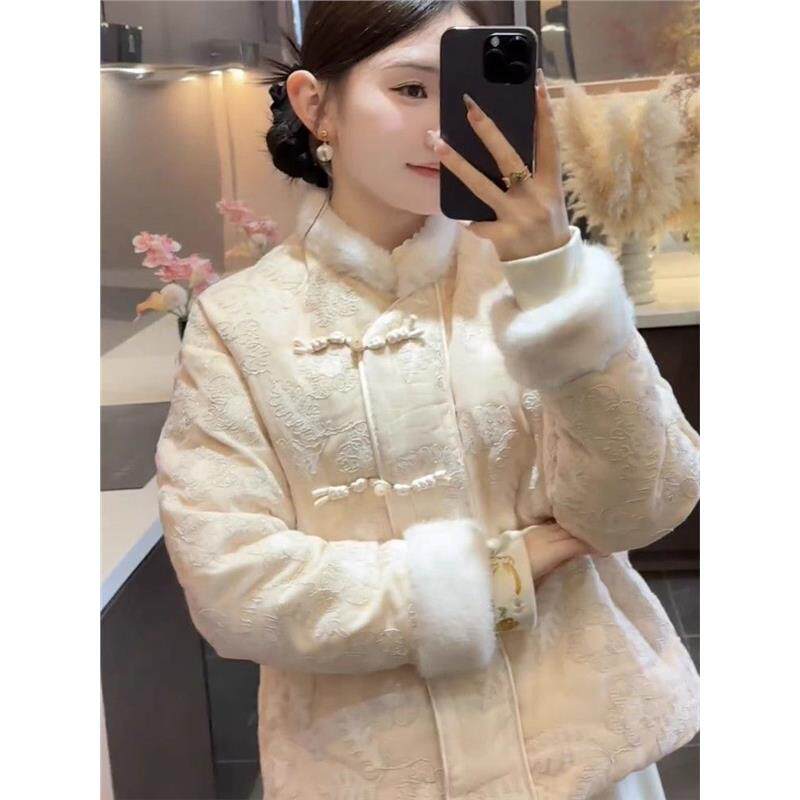 2025冬季网红新款新中式羽绒棉服女国风重工刺绣盘扣加厚短款外套,女装/女士精品,棉衣/棉服,淘宝优惠券,粉丝福利购,淘宝优惠卷