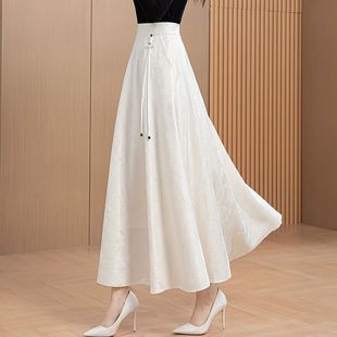 高腰提花气质显瘦a字伞裙 新中式 国风长款 半身裙女士2025春季 新款