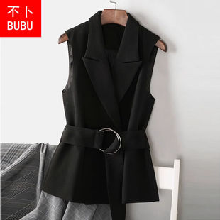 【有里布】西装马甲女2025春秋款潮流设计感遮肉系带叠穿无袖外套