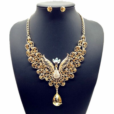 Retro palace Peacock necklaces Fashion women earrings Set女