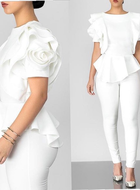 Summer Rose Red Blue Black White Bluas Ruffles Classy Lady