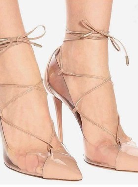 sexy heels lady sandal欧洲站浅口尖头交叉系带透明细超高跟单鞋