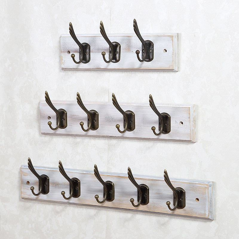 实木挂钩复古壁挂服装店试衣间排钩玄关挂钩挂包架衣帽间墙壁衣钩