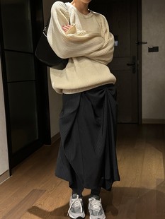 不规则蝴蝶结掐褶设计显瘦休闲宽松半身裙 设计师款 SEI韩版 Unique