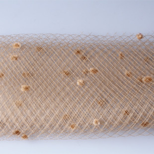 卡其色欧美新娘圆绒点面纱头纱头饰品礼帽硬网纱手工diy大网眼纱