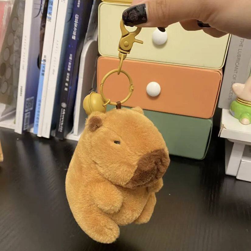 카피 바라 카피 바라 펜던트 스냅 링 인형 카피 바라 봉제 인형 귀여운 삐걱 거리는 생일 선물