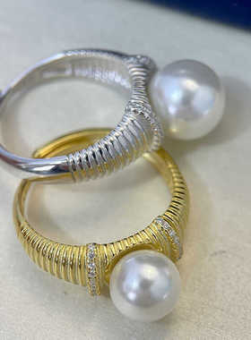 S926纯银小众螺纹镶钻戒指空托