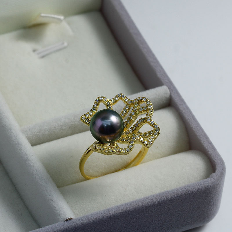 DIY珍珠配件新款S925纯银戒指