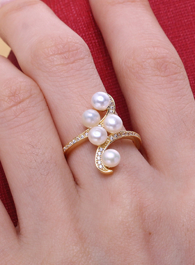 S925纯银多珠款个性时尚活口戒指