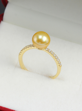 单圈微镶锆简单精致款珍珠戒指