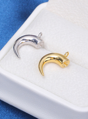 S925纯银月牙形DIY配件珍珠吊坠