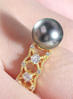 S925纯银女神风富贵镶钻戒指空托