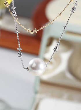 DIYS925纯银珍珠配件项链新款