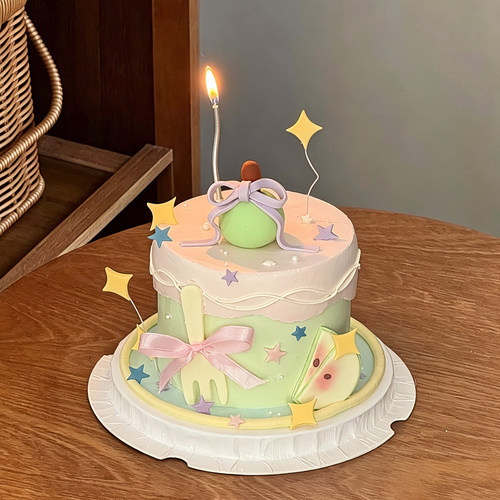 Ins韩系风蛋糕装饰切模HBD青苹果叉子星星字母翻糖DIY烘焙工具