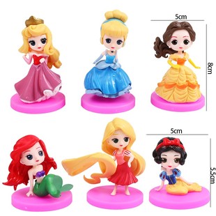 卡通摆件女孩蛋糕装 饰摆件八个艾莎公主美人鱼pvc8件套小公主