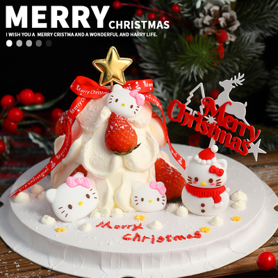 圣诞节许愿树软胶kt猫蛋糕装饰摆件网红HelloKitty圣诞平安夜插件