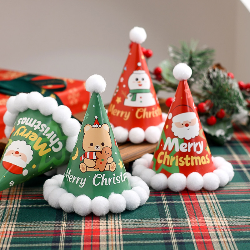 纸质毛球圣诞帽子卡通小熊雪人圣诞老人节日派对氛围场景拍照装扮,节庆用品/礼品,圣诞帽,淘宝优惠券,粉丝福利购,淘宝优惠卷