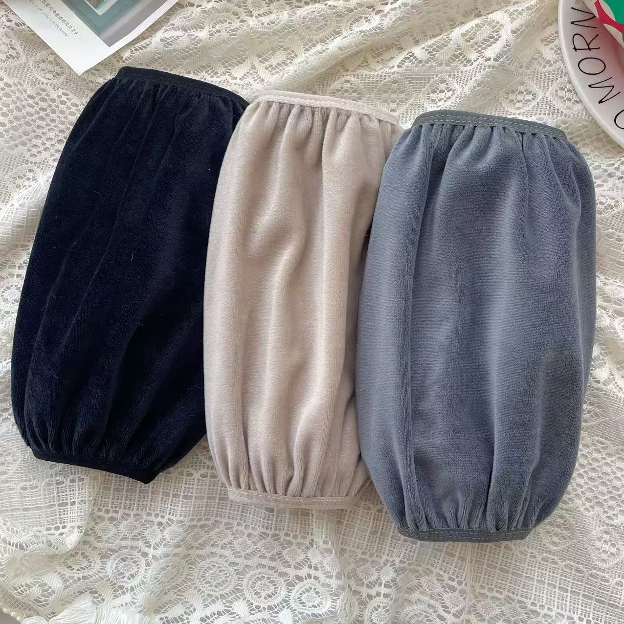 基础款工作短款袖套男女上班成人护袖儿童学生黑色羽绒服防脏简洁