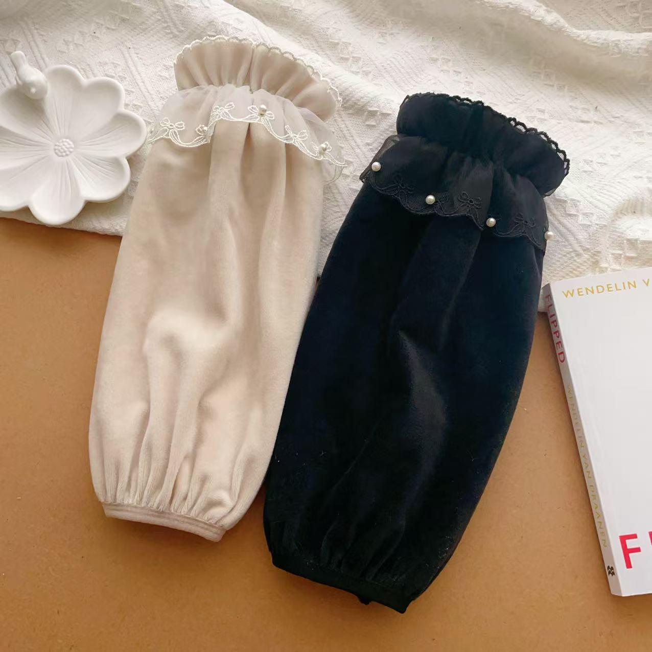 长款袖套2025新女成人珍珠秋冬时尚加长羽绒服耐脏办公室家务护袖