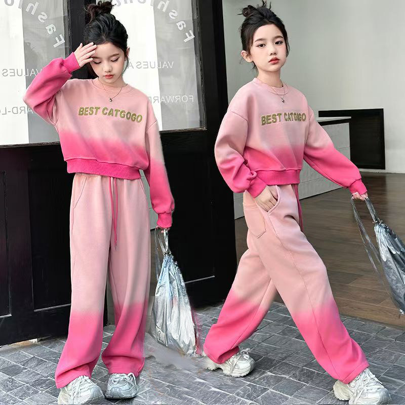 女童春装休闲潮套装2025新款儿童网红炸街洋气卫衣运动两件套