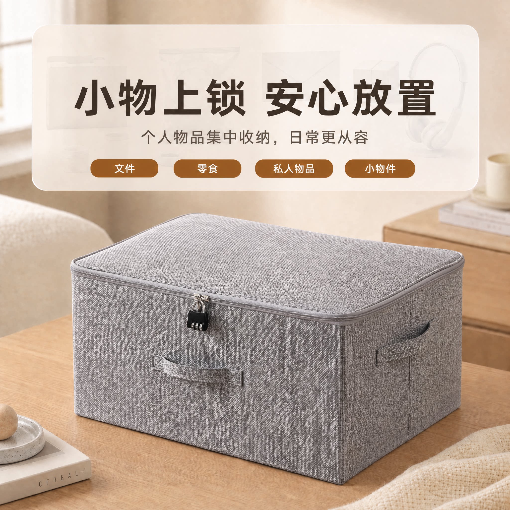 带锁收纳箱密码锁收纳盒宿舍学生私人物品整理箱防盗隐私保管箱子