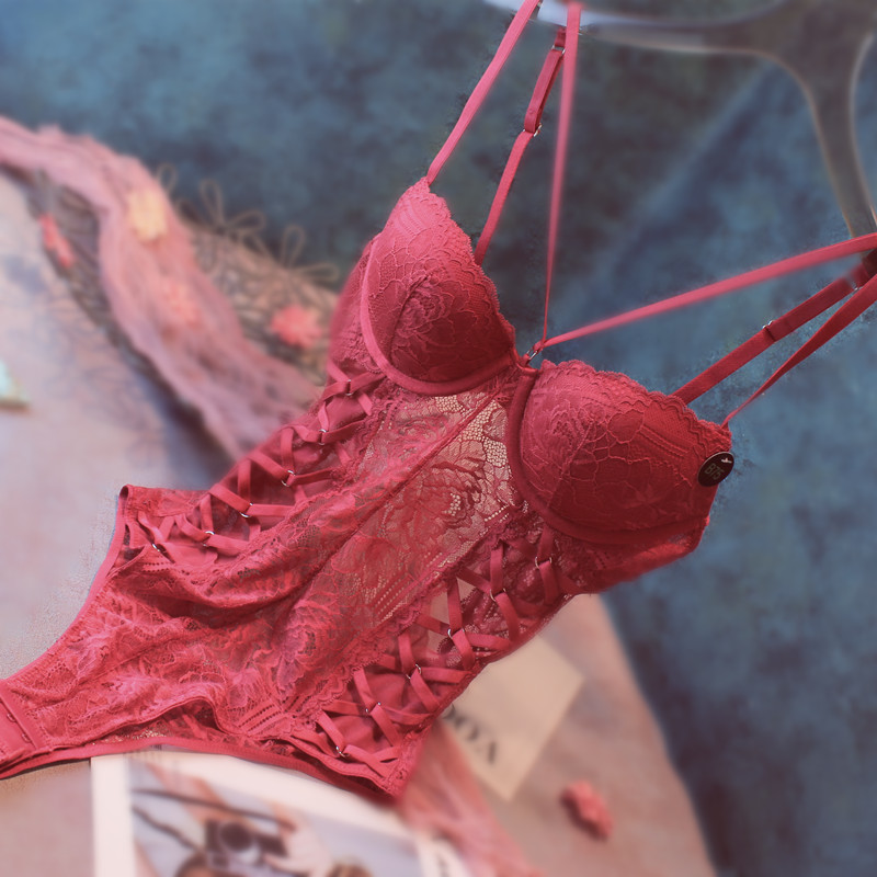 性感蕾丝连体文胸聚拢塑身显瘦