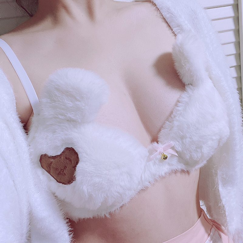 毛绒内衣可爱小熊毛茸茸文胸秋冬