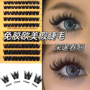 免胶浓密欧美分段睫毛无甲醛热销款 大容量5D单簇睫毛蓬松假睫毛
