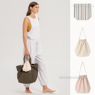 韩国代购 MUDRA休闲简约风尼龙抽绳包女单肩斜挎包托特包 BUDHI