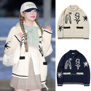 【FALLETT】STAYC尹势银Seeun同款提花拉链针织毛衣外套 韩国代购