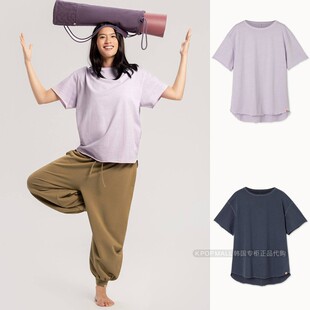 宽松圆领纯色休闲运动上衣 MUDRA瑜伽T恤女短袖 韩国代购 BUDHI