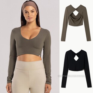 MUDRA 24新冬款 女款 韩国正品 长袖 BUDHI V领露脐装 瑜伽服上衣 代购