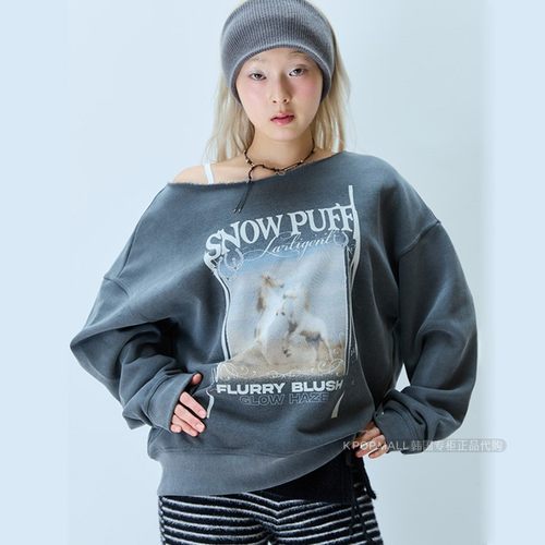 韩国代购KISSOFLIFE单肩卫衣