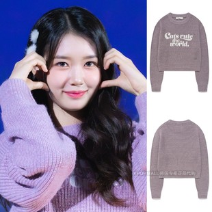 韩国代购FALLETT明星同款tripleS Gong YuBin 女短款刺绣韩版毛衣