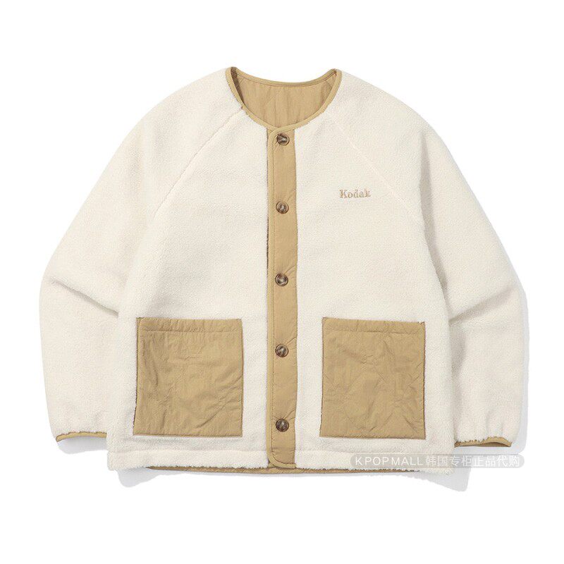 韩国代购 KODAK 24秋男女轻便防水保暖羊羔绒双面穿圆领夹克外套