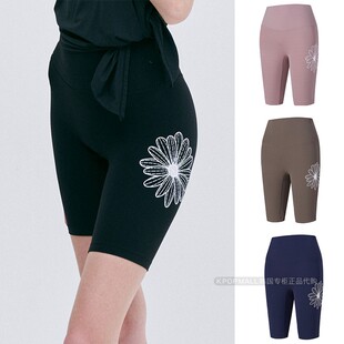 明星同款 ACTIF花朵印花舒适高腰骑行裤 夏显瘦运动裤 mardi韩国代购