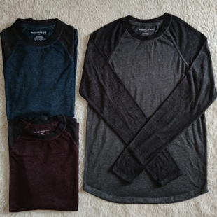 美式 T恤圆领拼色宽松大码 复古 one男长袖 Warehouse