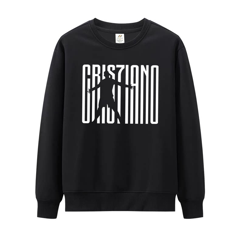 春秋冬季圆领卫衣男足球世界杯C罗logo标志外套休闲运动长袖卫衣