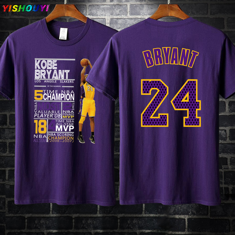 前后印花篮球短袖T恤纯棉体恤纪念黑曼巴科比KOBE BRYANT24号半袖