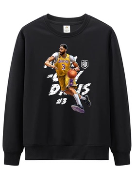 湖人圆领卫衣詹姆斯科比安东尼戴维斯AD卫衣秋冬加绒加厚长袖卫衣