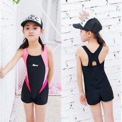 学生初学者学游泳衣专业训练服速干女孩儿童运动保守背心连体平角