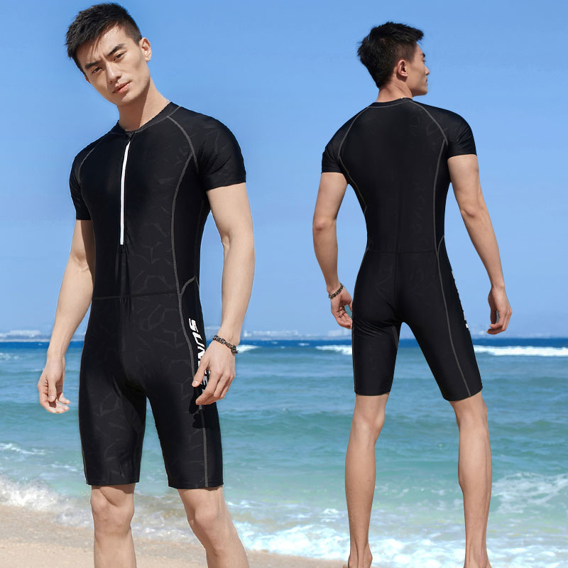 男士短袖泳衣防晒速干分体五分泳裤青少年运动训练专业学生游泳衣