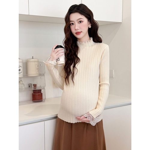 AUMS孕妇蕾丝花边打底衫内搭上衣