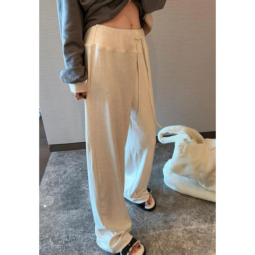 AUMS孕妇垂感抽绳休闲拖地长裤