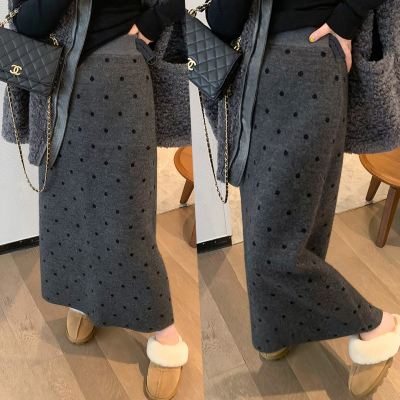 AUMS无托腹孕妇波点针织半身裙