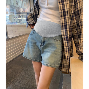 孕妇牛仔短裤夏季薄款外穿夏装休闲三分阔腿裤宽松显瘦a字热裤子